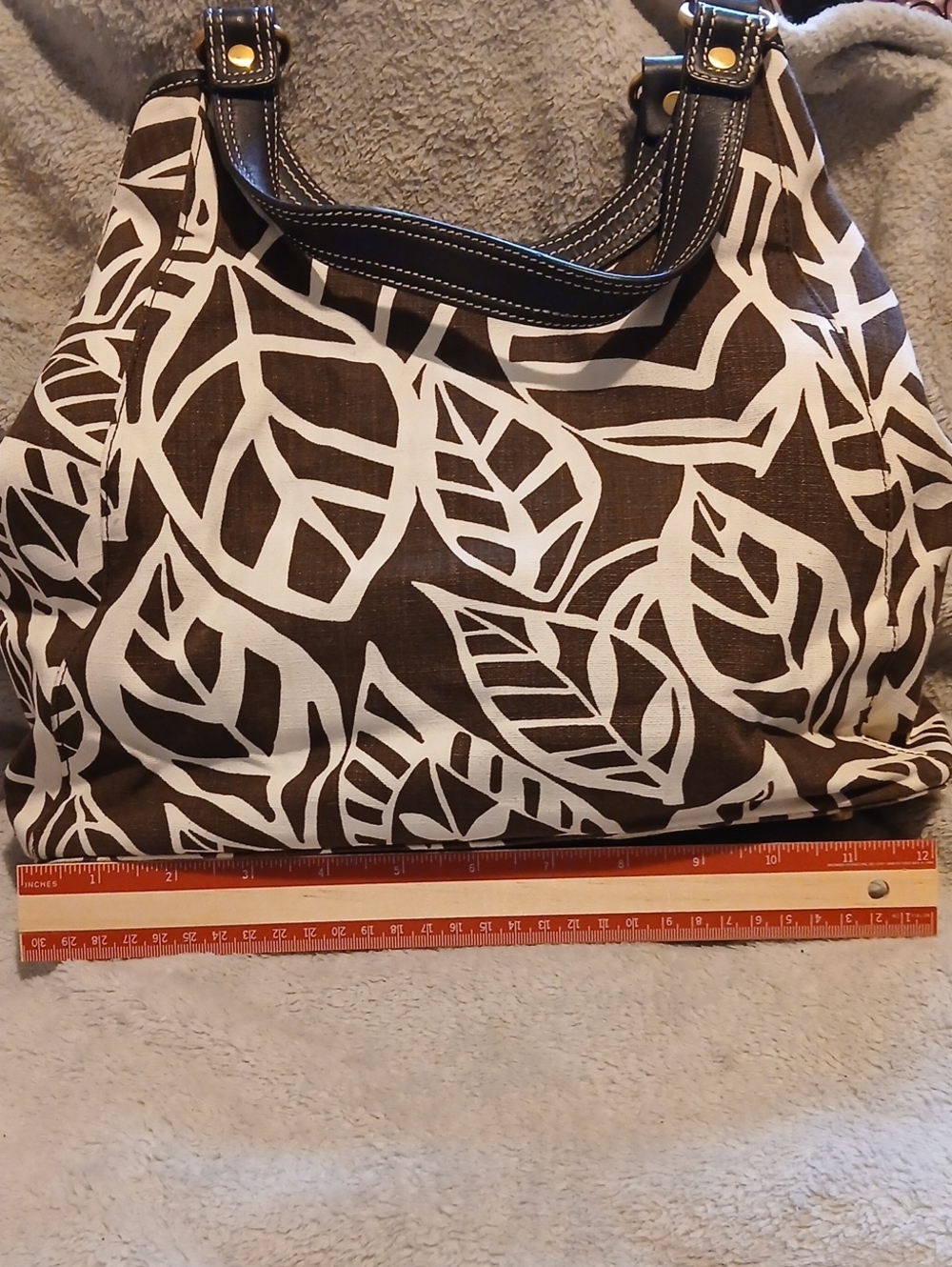 Talbots Brown And White floral Hand Bag